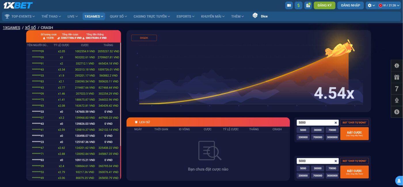 1xBet Crash game Vietnam